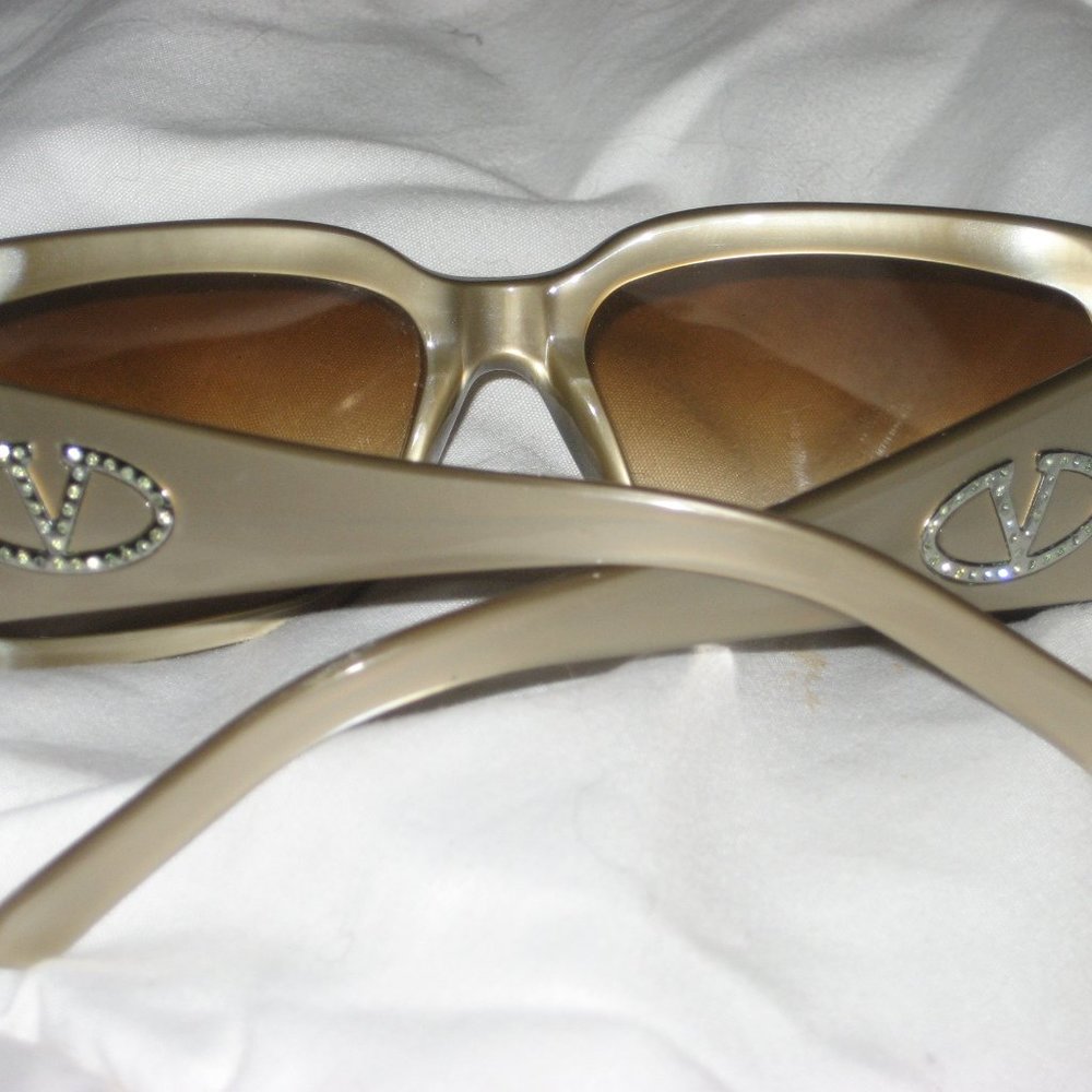 VALENTINO SUNGLASSES GOLDEN BEIGE / AMBER SIDE CRYSTALS